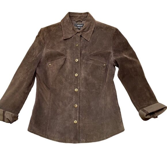 Ladies Willi Smith Brown Leather‎ Shirt Jacket Lined Size Small - Picture 6 of 13